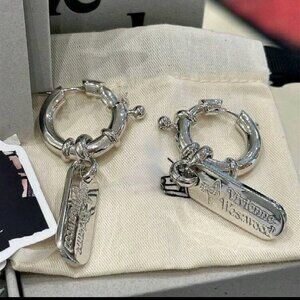 Vivienne Westwood Silver Dog Tag Earrings